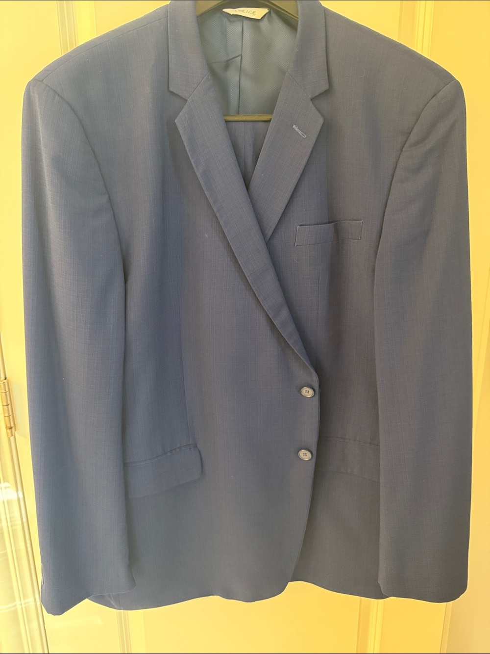 Men's Navy Two-Button Suit by Lineage.